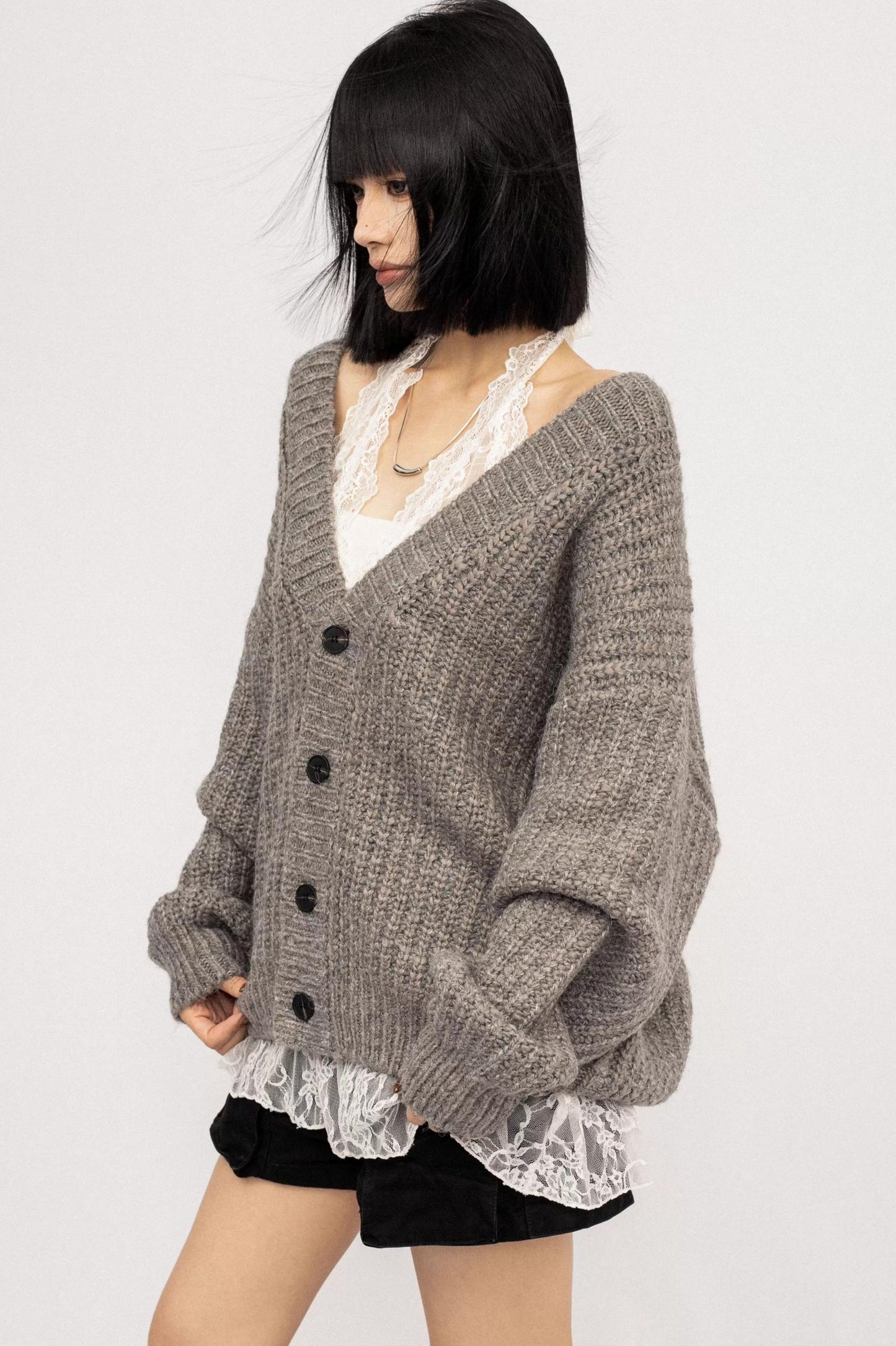 Winter Vintage V-Neck Knitted Cardigan