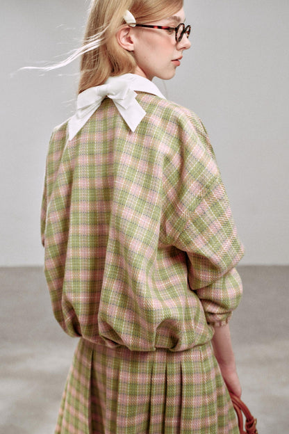 Plaid Irregular Pleated Skirt