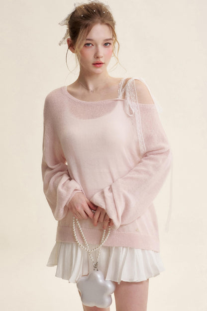 Slouchy Lace-Up Mohair Pullover Set