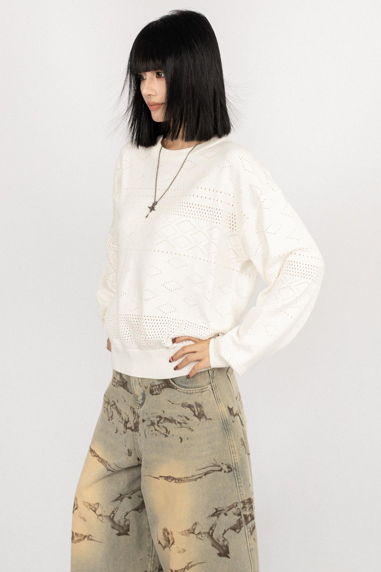 Simple Black Knitwear Sweater