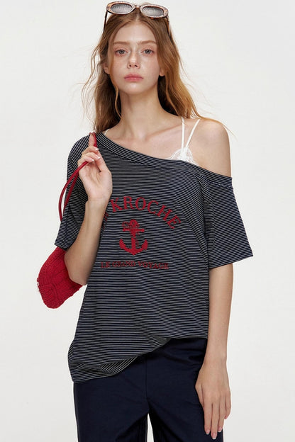 Navycore Knitted Striped T-shirt