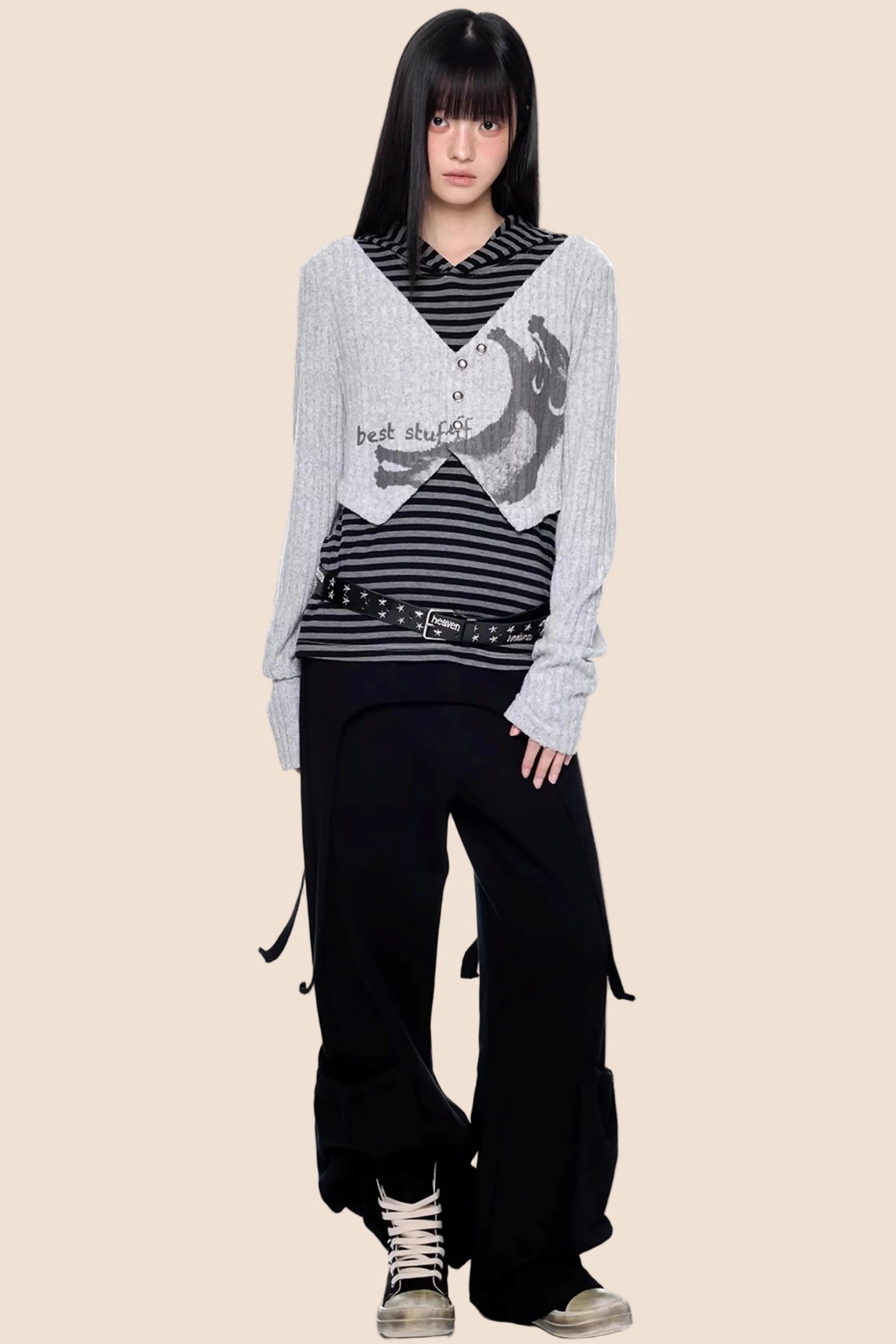 Striped Hooded Knit Sweater