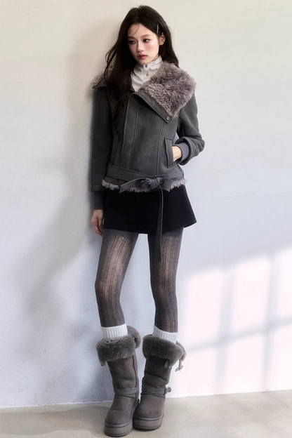 High-Sense Fur Collar Coat