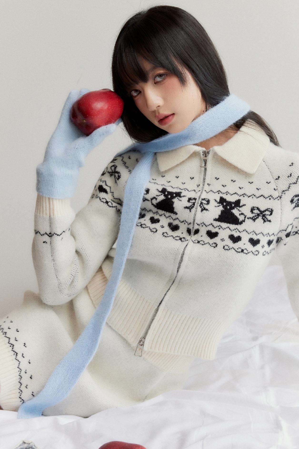 [10 31new] the winter atmosphere of the fragile shop Hokkaido cut-and-sew baby blue scarf gloves in the fall and winter