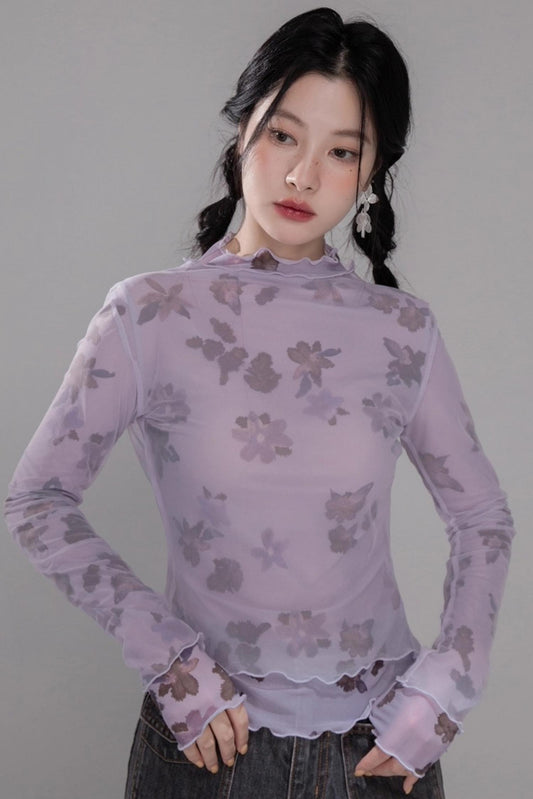 Purple Mesh Base Layer Top Set
