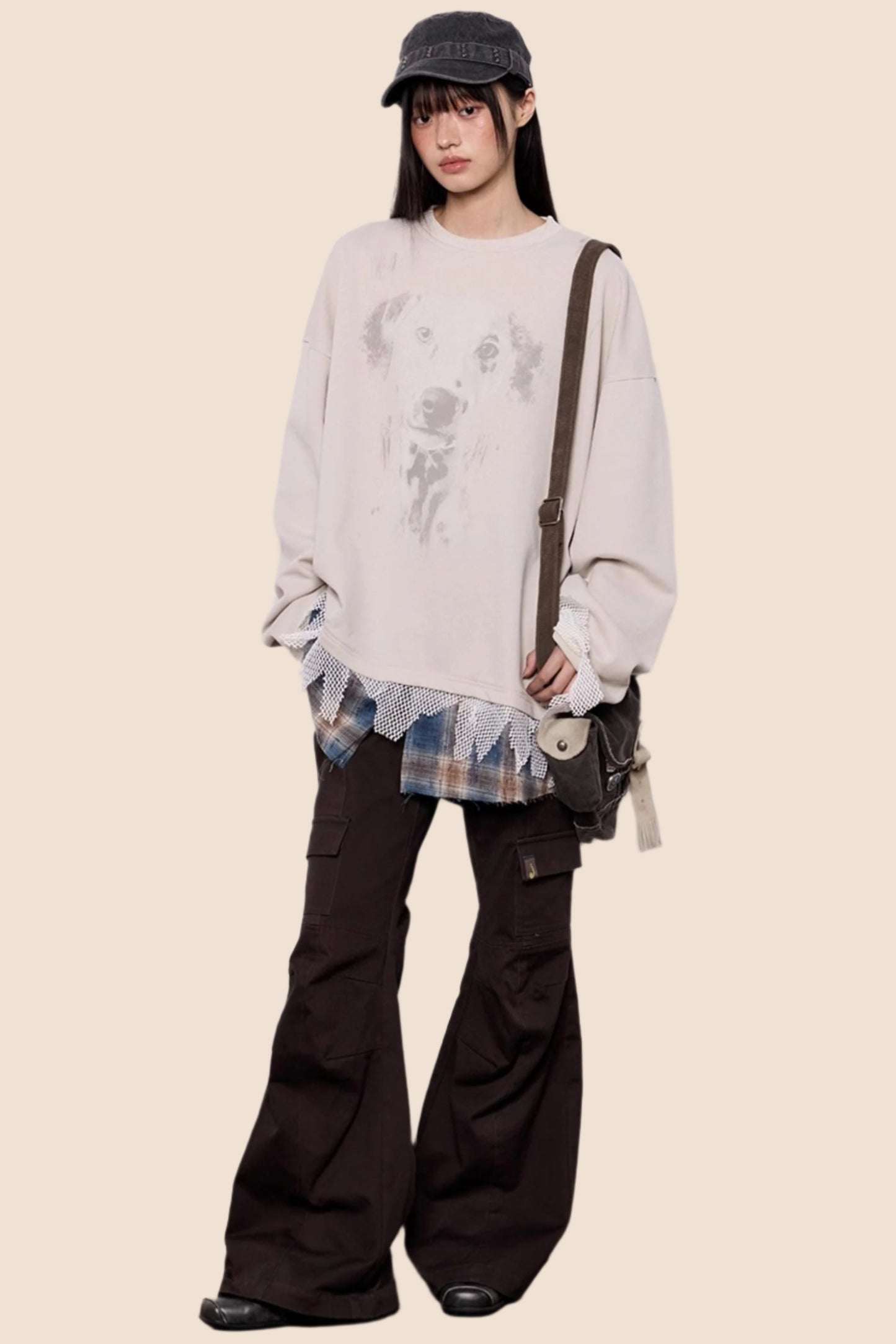 Casual Dog Print Crewneck Top