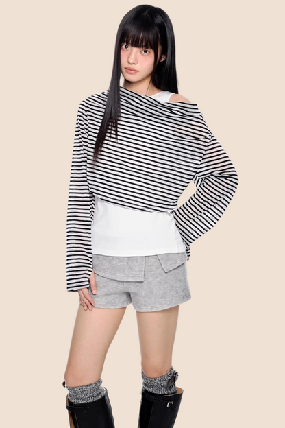 Gestreifte asymmetrische leichte Bluse