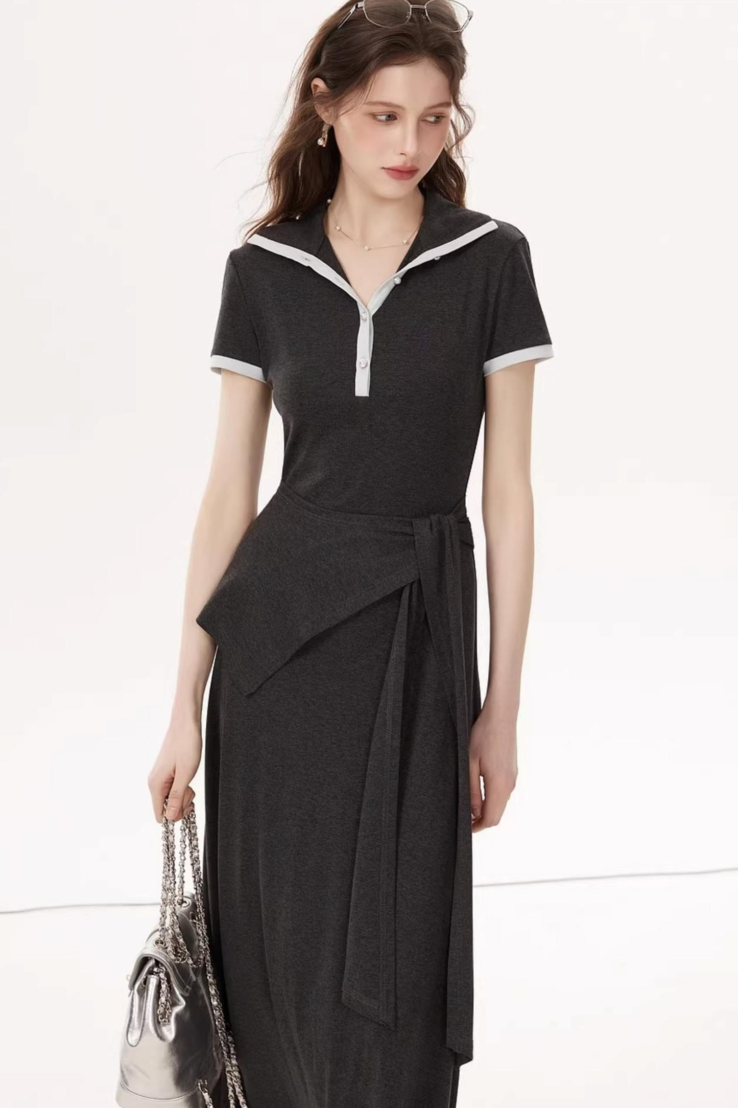 Lyocell Tencel V-Neck Dress