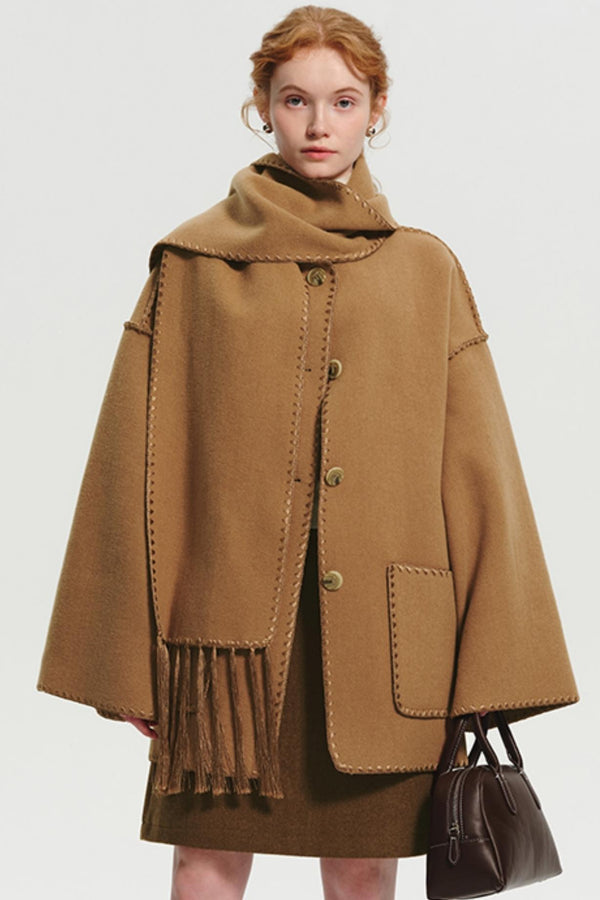 프랑스 카멜 울 트위드 재킷 