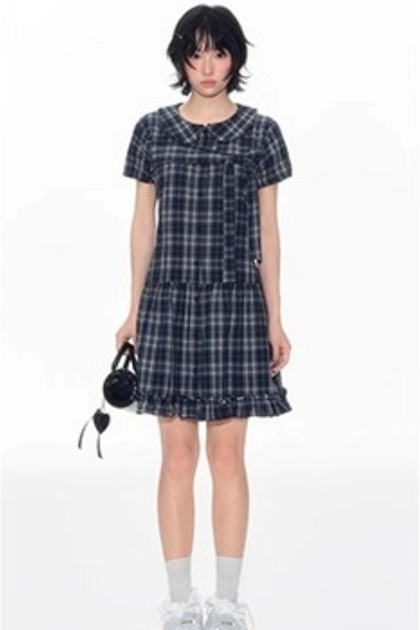 Original Lace-up Plaid Dress