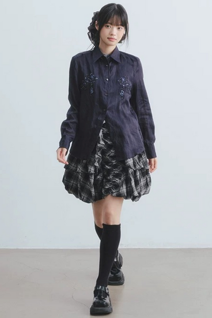 Vestido mate de cuadros con volantes