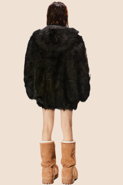 Retro Eco-Friendly Fur Black Jacket