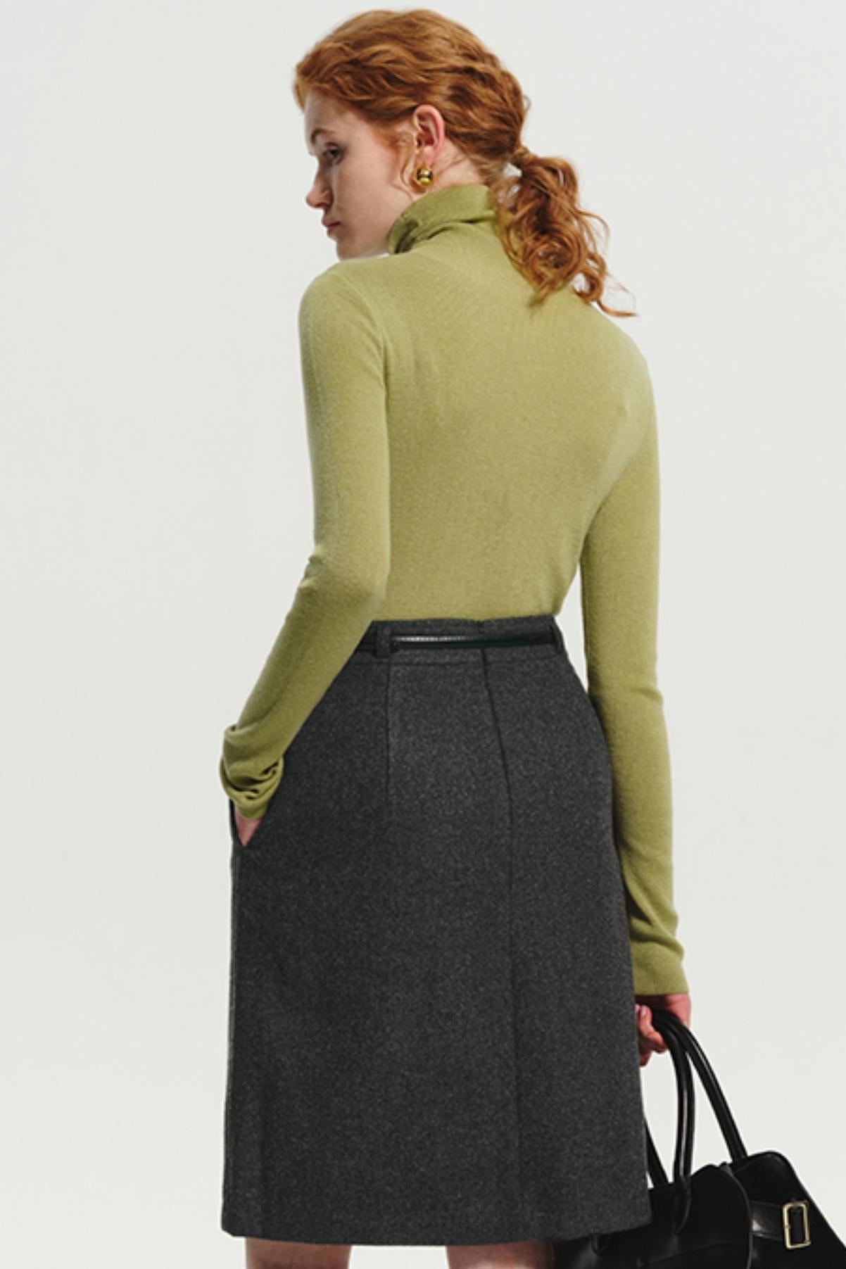 Maillard Slim Suit Wool Midi Skirt