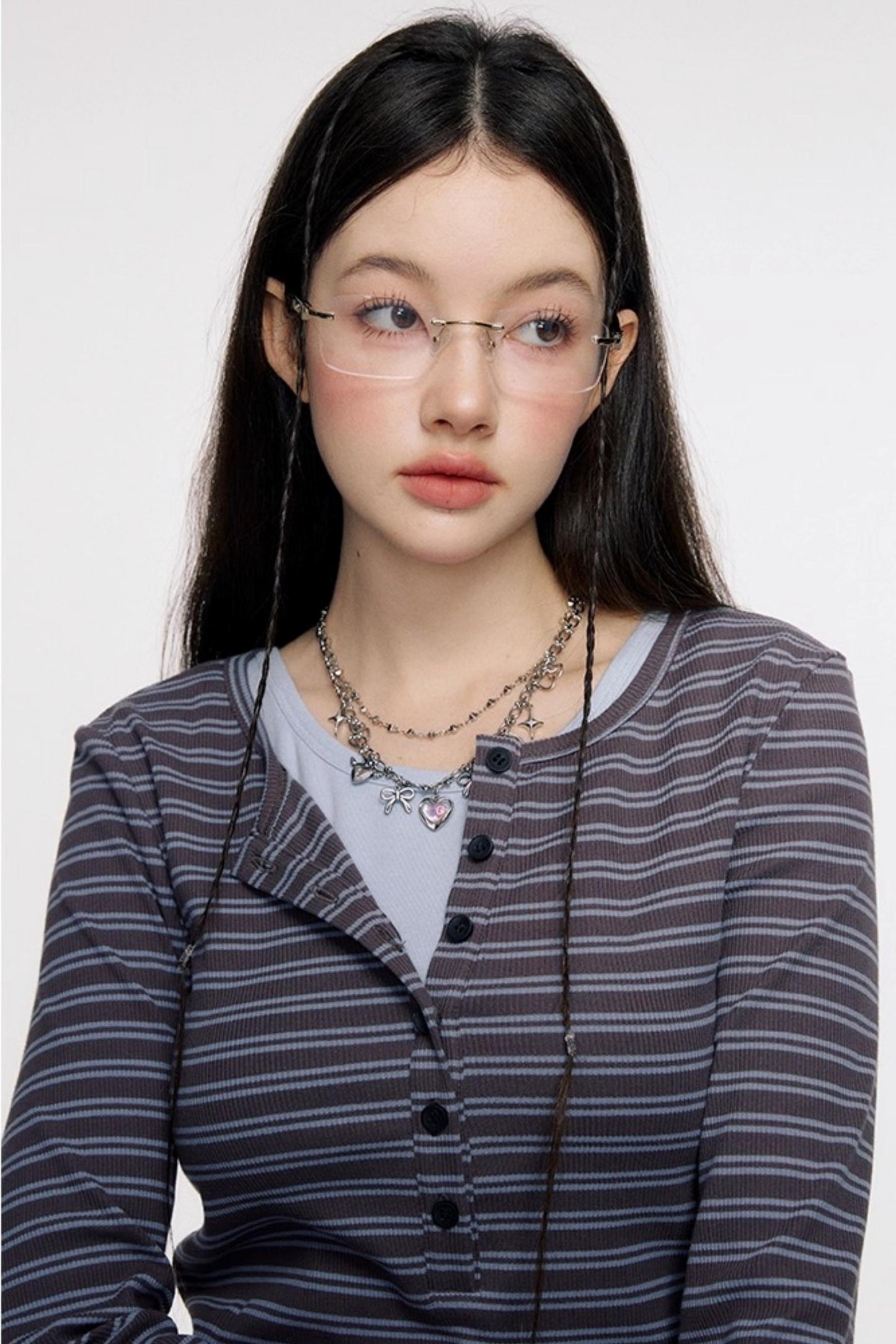 Open Front Long-Sleeved T-shirt & Vest Set-Up