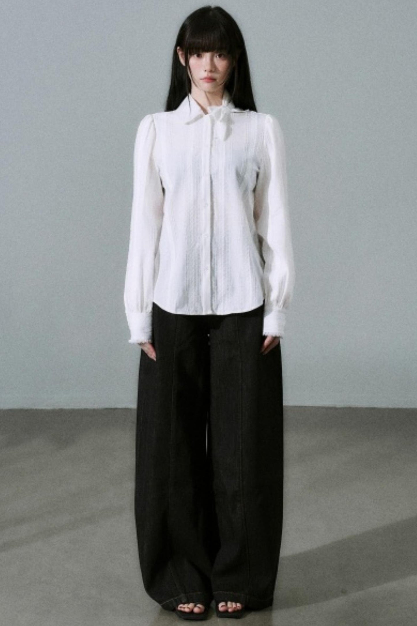 Sheer Cotton Bowknot Shirt