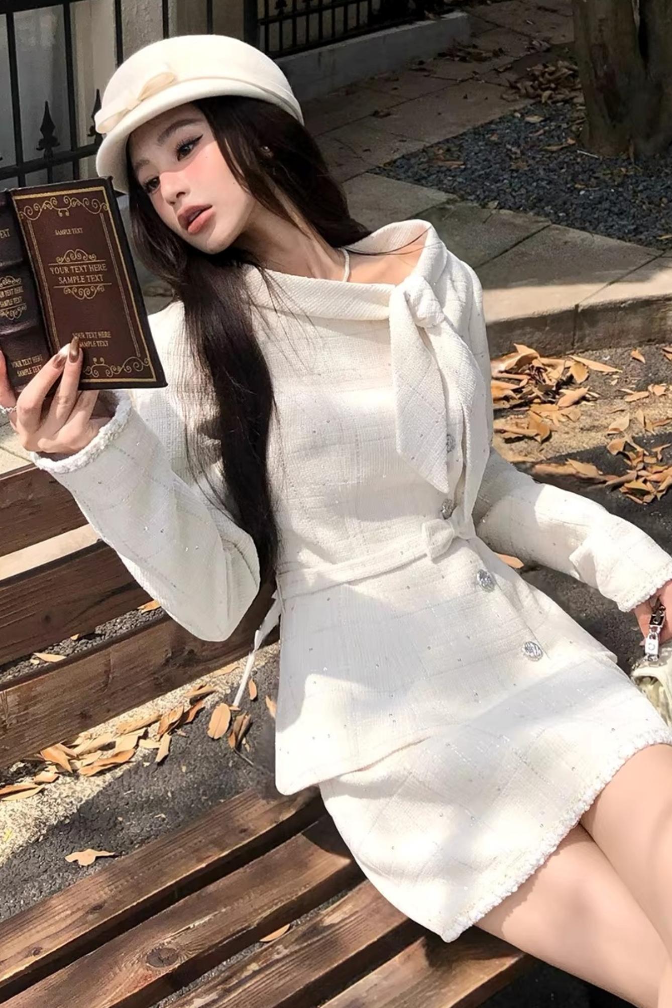 Elegant Narcissus Ribbon Suit Set-Up