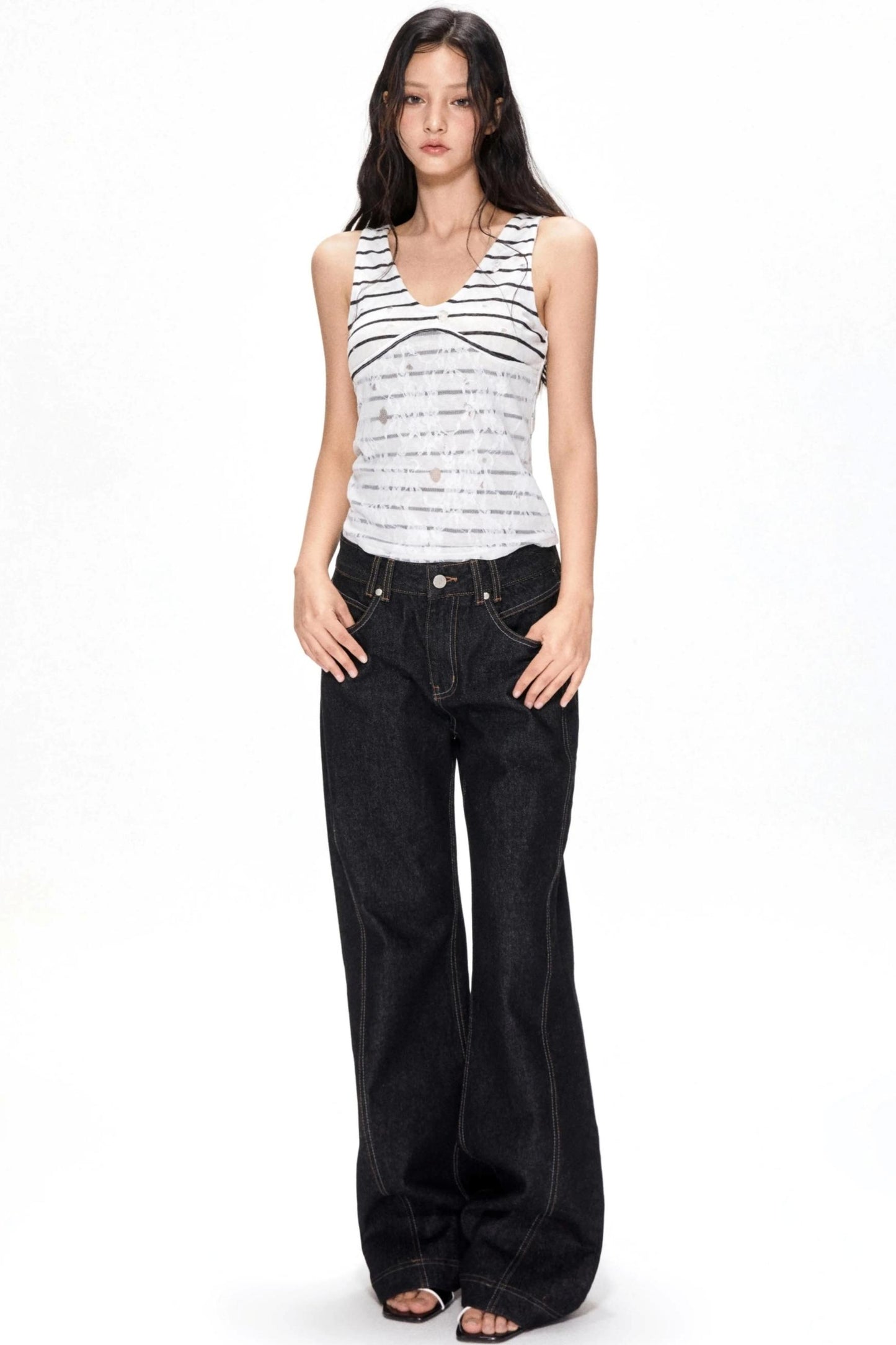 Chic Striped Lace Camisole