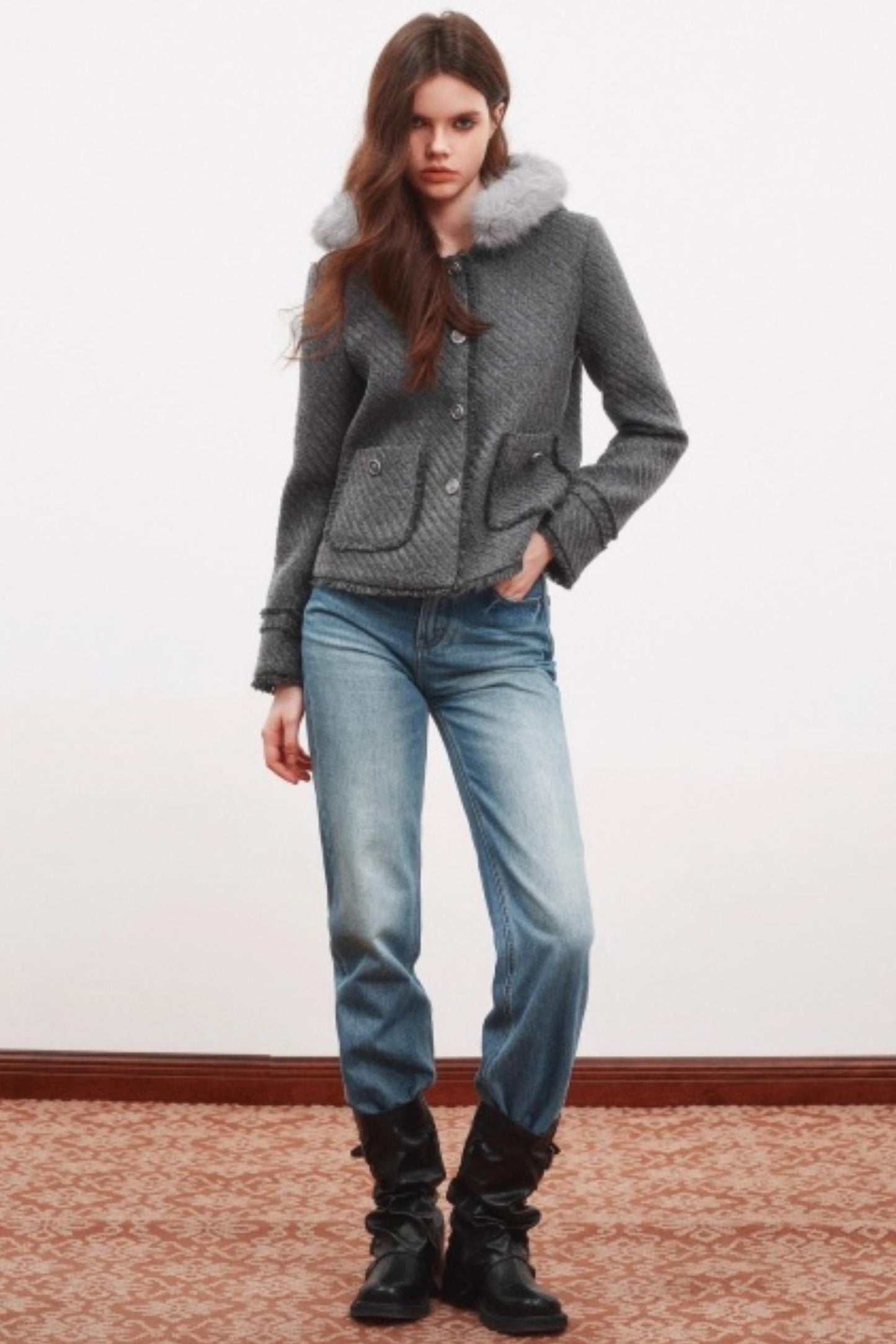 Winter Metal Buckle Wool Jacket