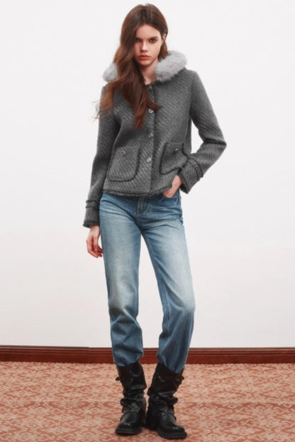 Winter Metal Buckle Wool Jacket