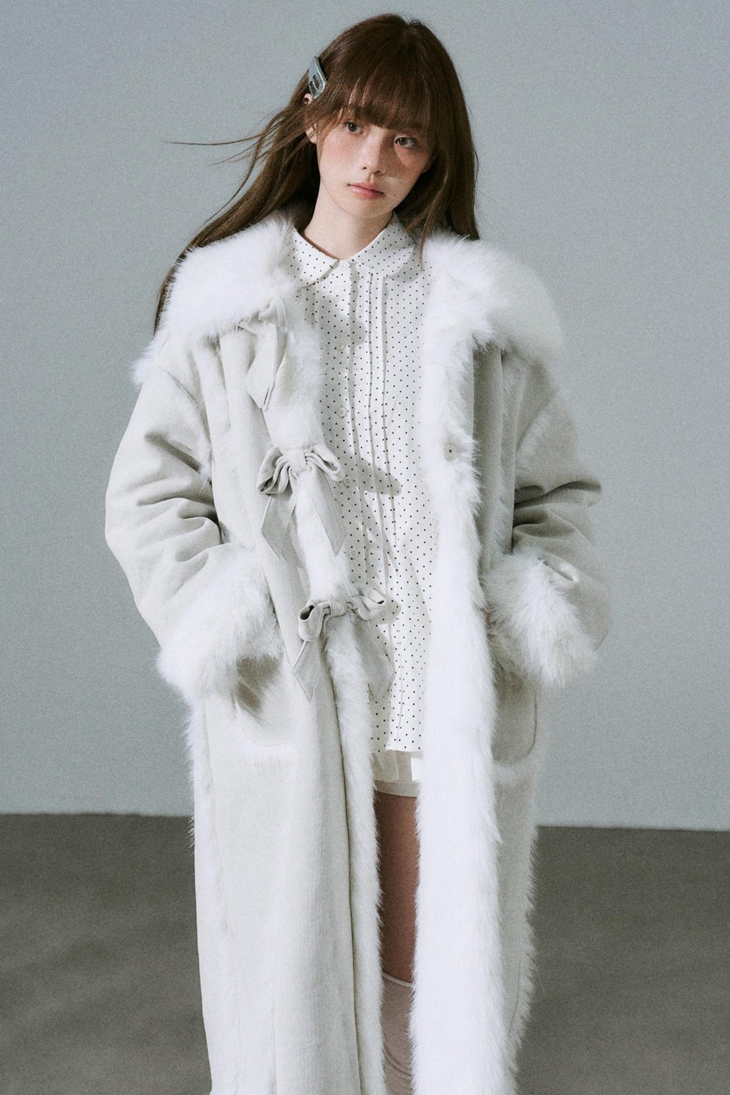 Sweet Silver Grey Fur Jacket