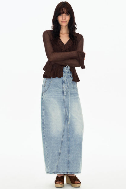 Vintage Washed Denim Skirt