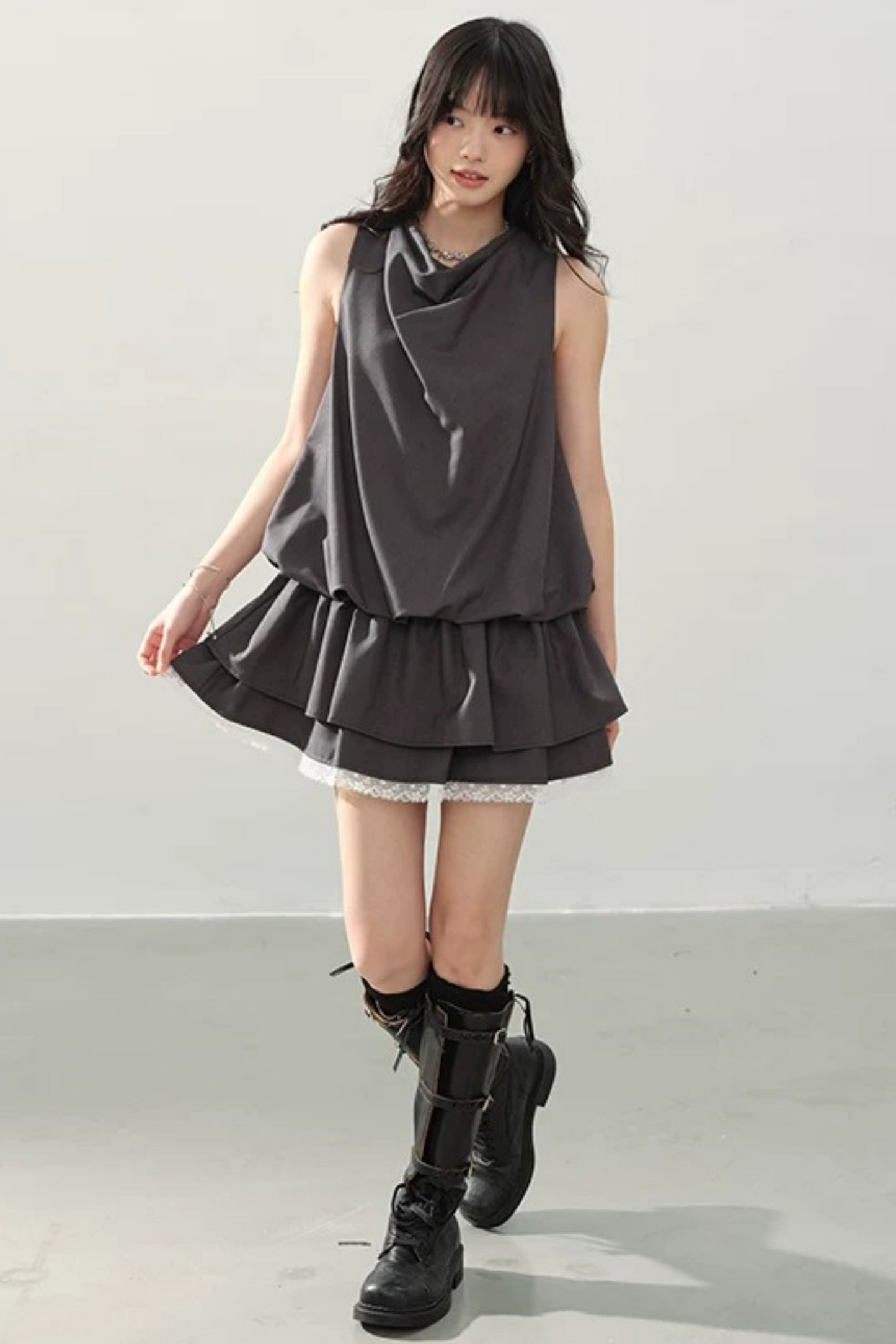Smoke Gray Lace Dress