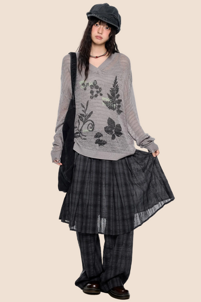 Blusa rétro in maglia fantasia