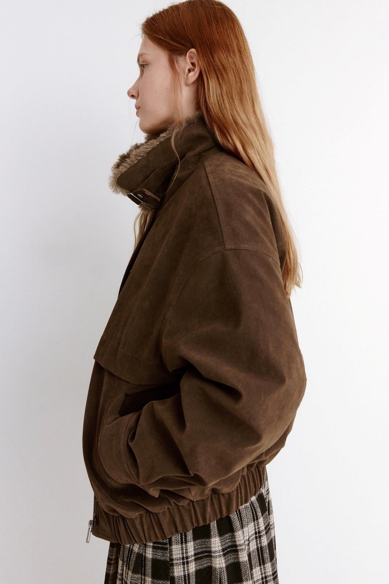 Stand Up Collar Nubuck Suede Jacket