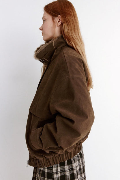 Stand Up Collar Nubuck Suede Jacket