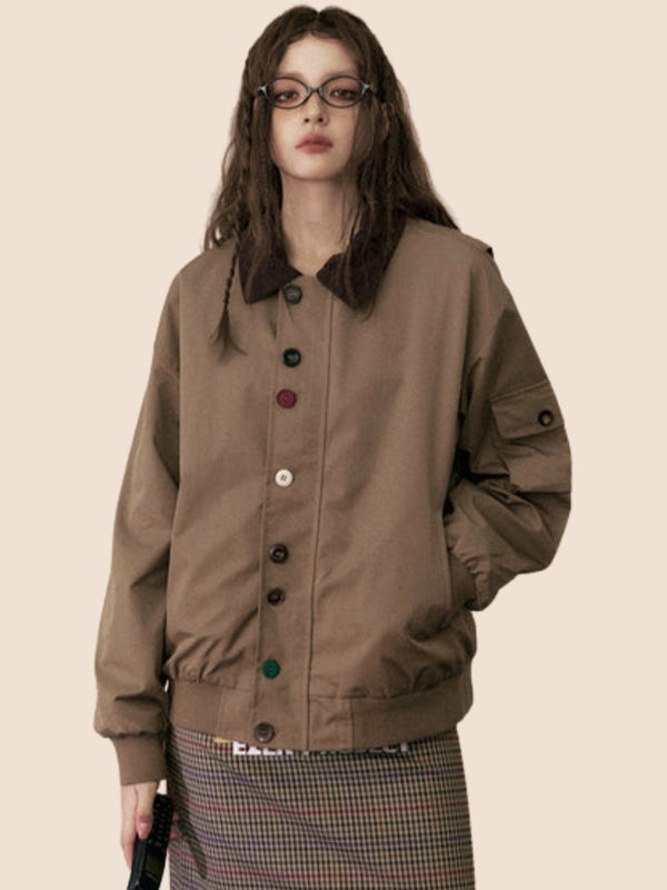 Long-Sleeved Shirt Collar Casual Jacket