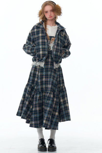 Retro Plaid Thickened Cotton Jacket