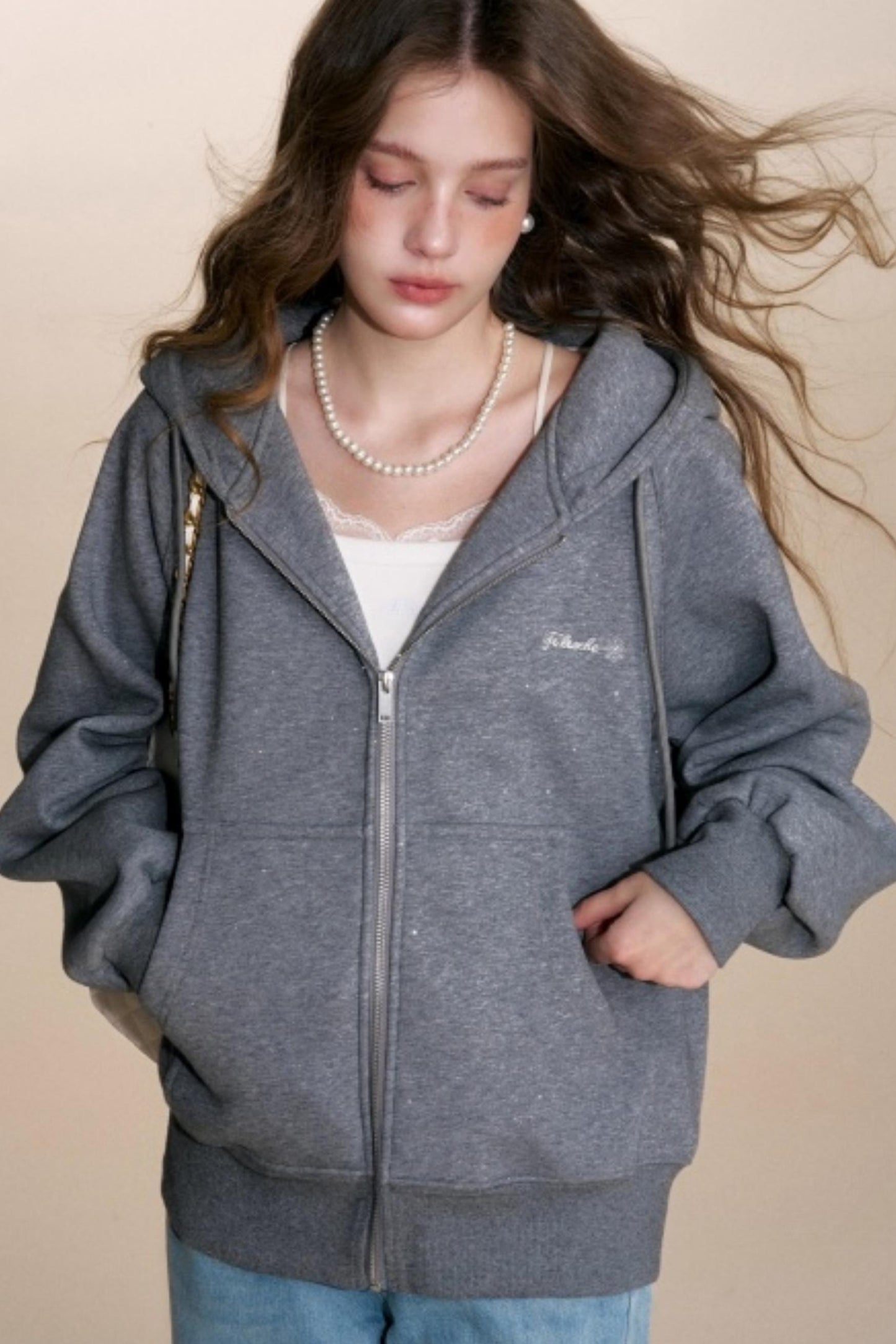 Fine Glitter Hooded Jacket