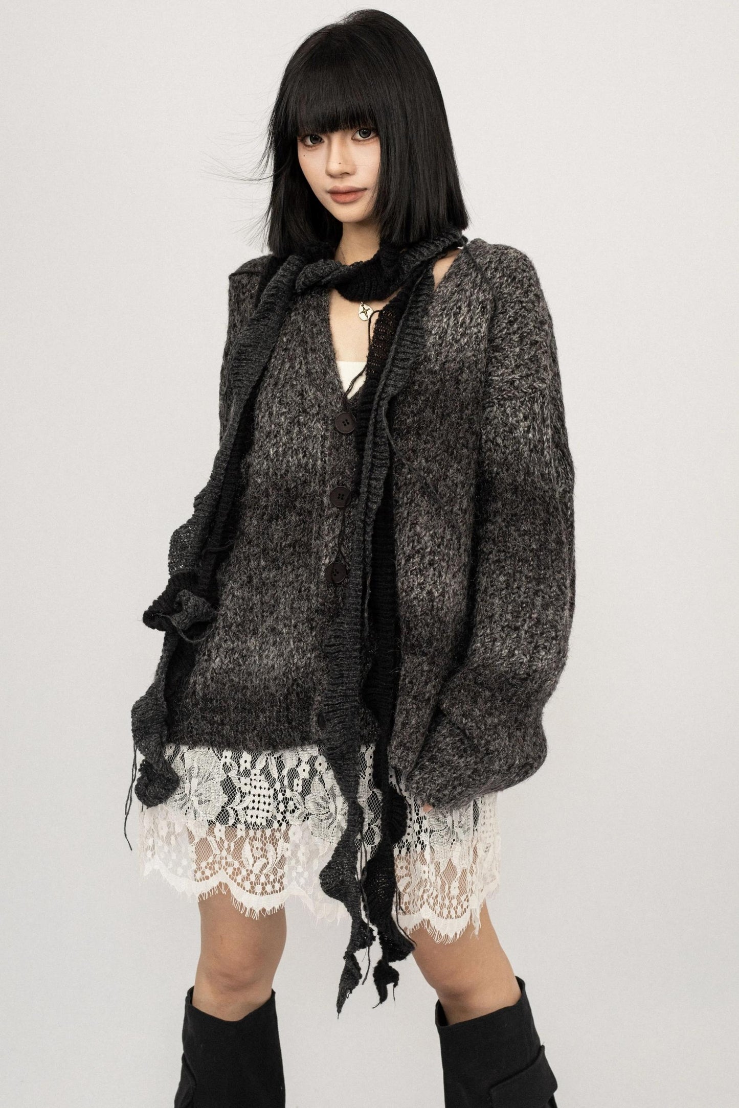 Gradient Loose Knit Cardigan