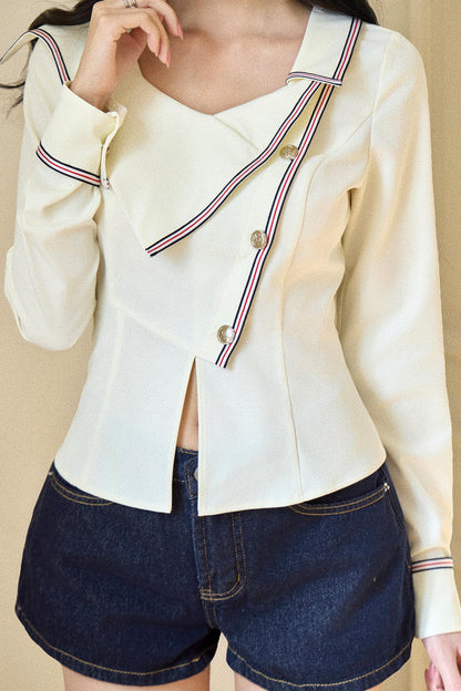 Diagonal Placket Knitted Top