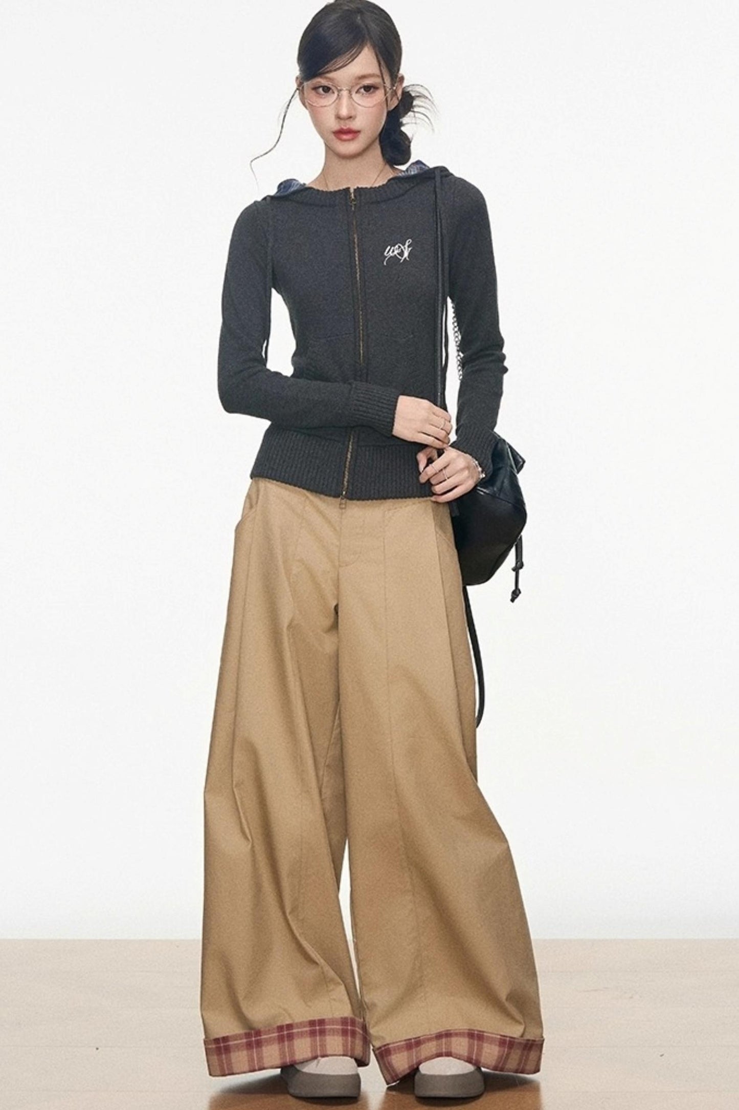 Zipper Sweater With Trousers Set-Up