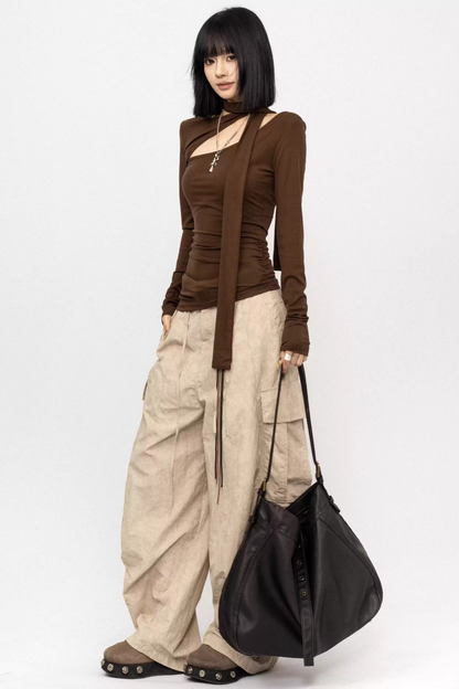 레트로 비대칭 리본 탑