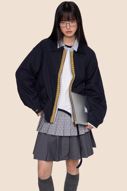 Vintage Contrast Lapel Jacket