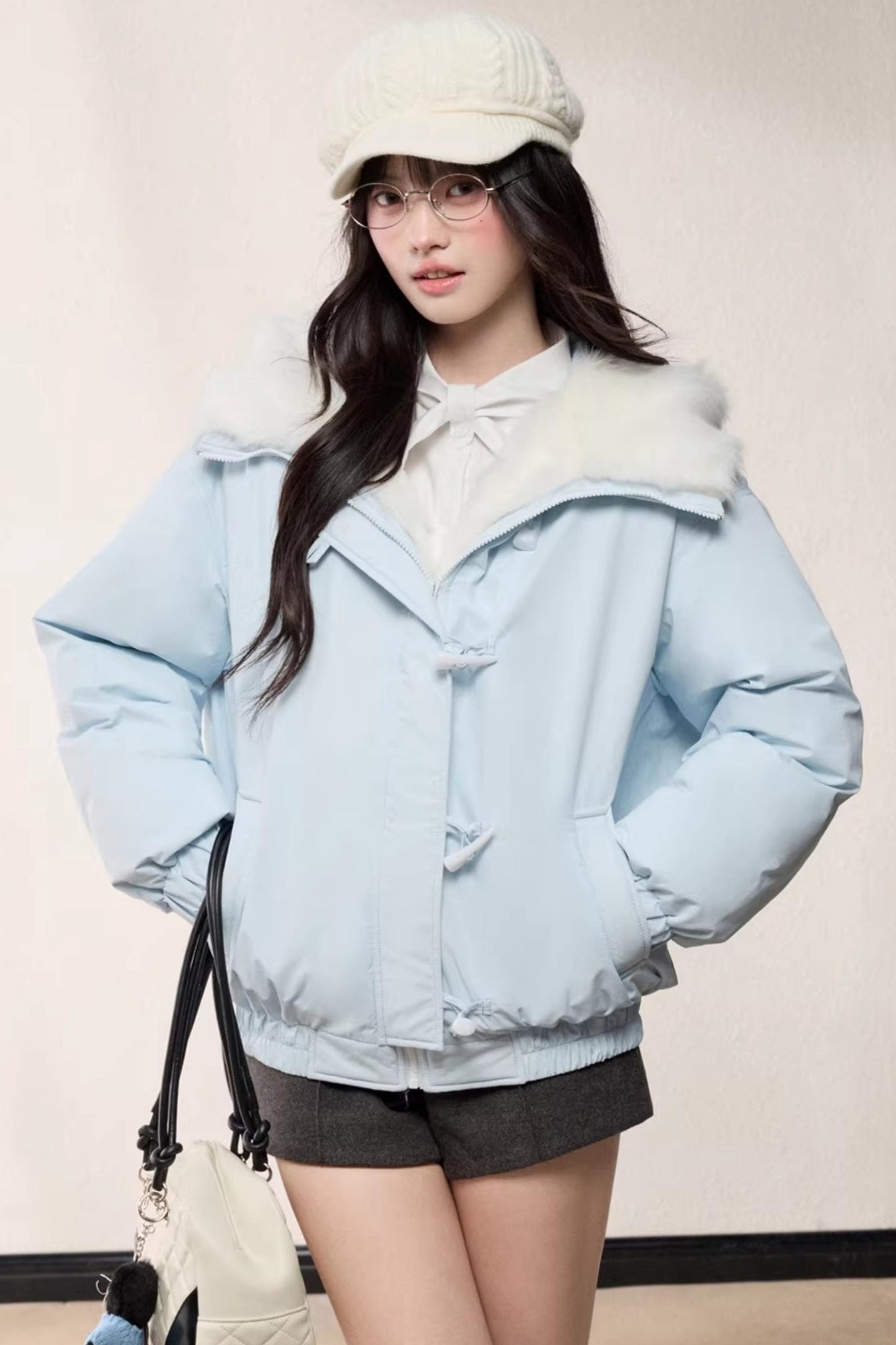 Fur Collar Hooded Cotton Coat