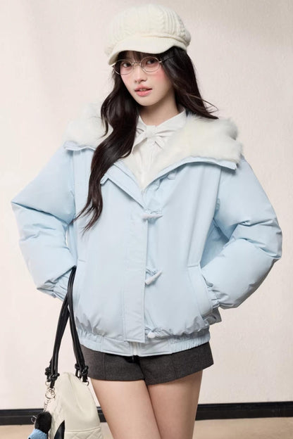 Fur Collar Hooded Cotton Coat