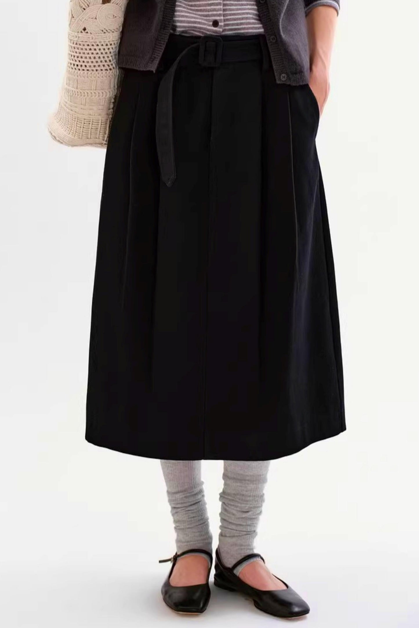 워싱 하이웨이스트 스커트