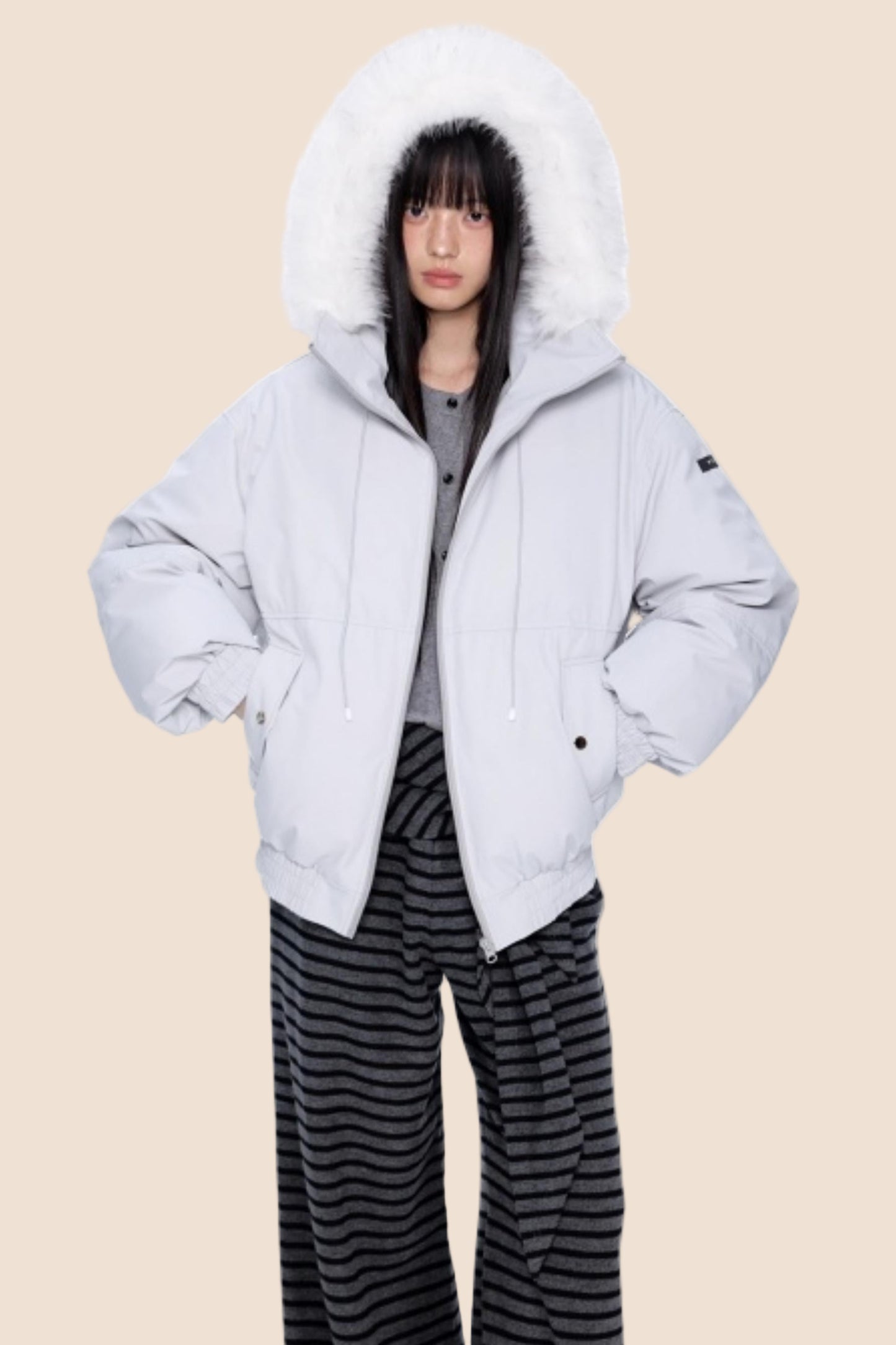 Fur Collar Hooded Down Coat