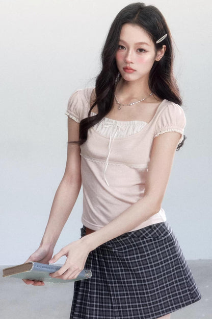 Sweet Retro Plaid Skirt Suit Set-Up