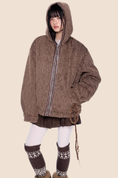 Furry Hooded Cotton Jacket