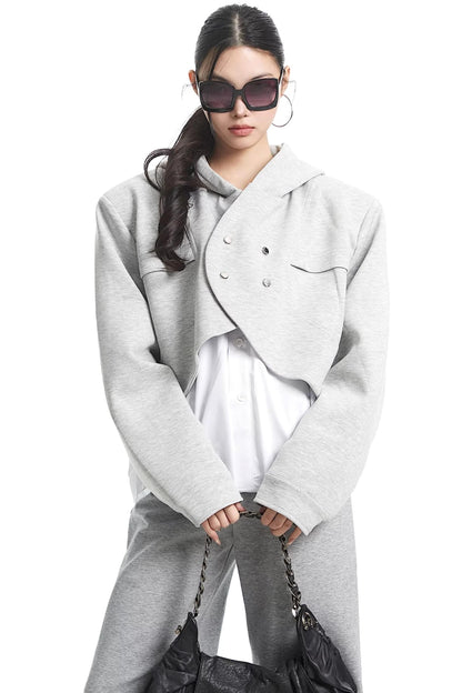 Faux Two-Piece Hooded Jacket