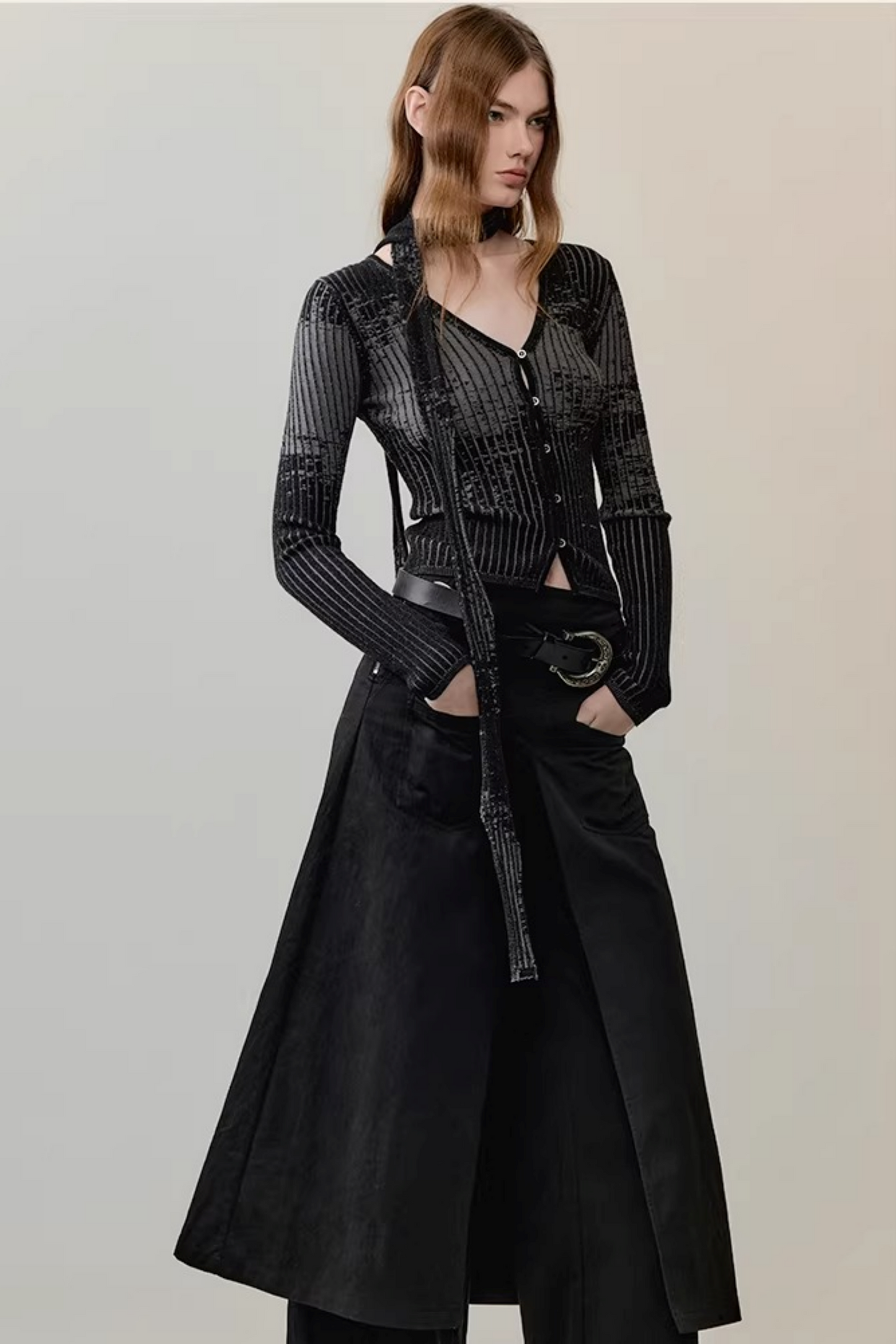 Melierte Strickjacke