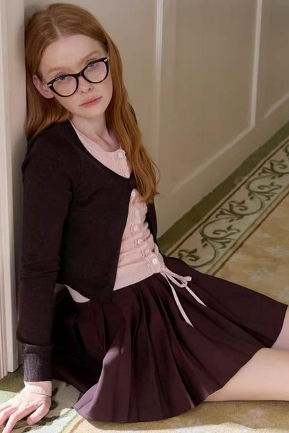 Spliced Collegiate Pleated Skirt