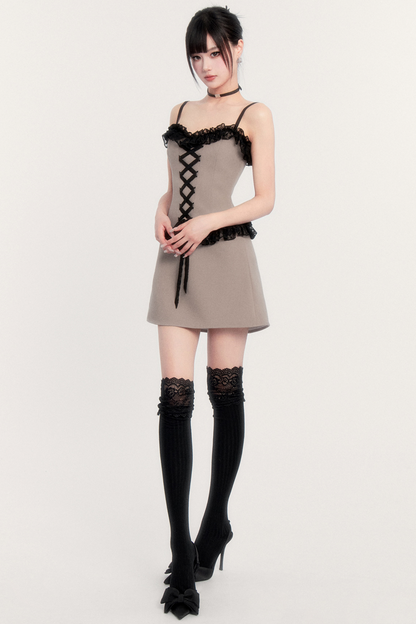 Elegant Lace Patchwork Dress Set-Up