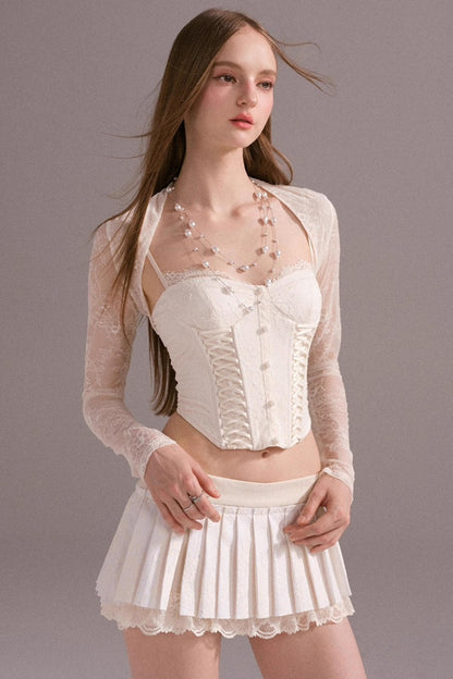 Hot Luxury Cropped Corset Two-Piece Lace Set-Up