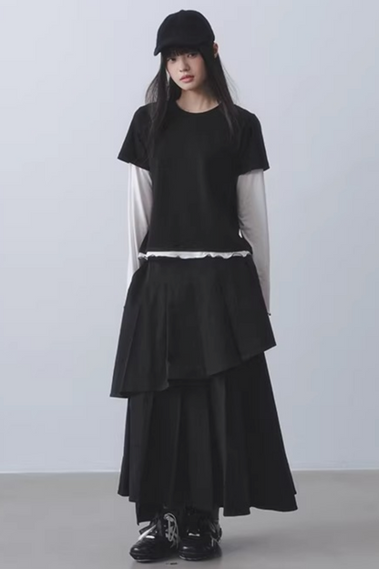 Double-Layered Pleated Skirt