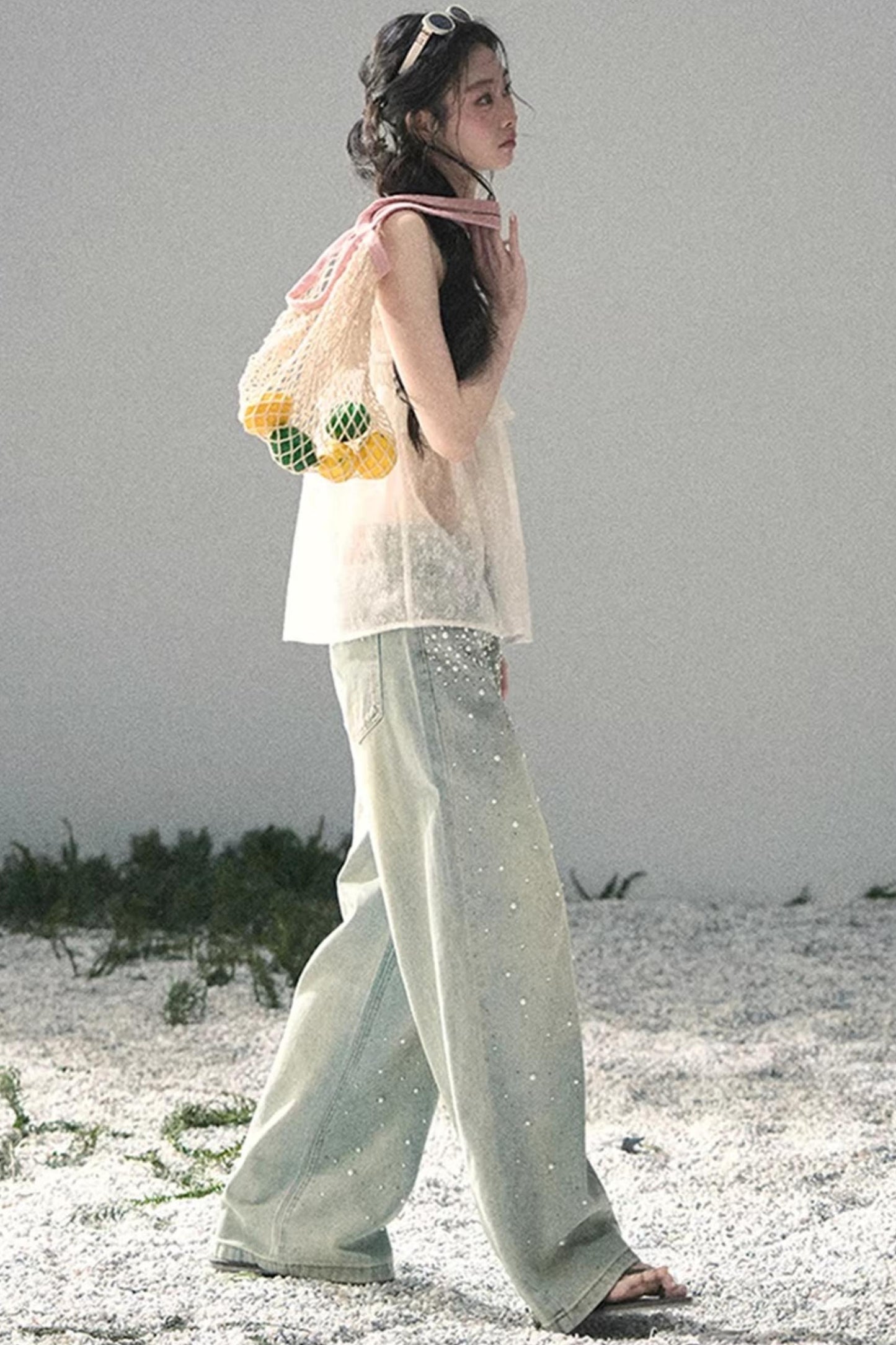 Sheer Lace Floral Top Set
